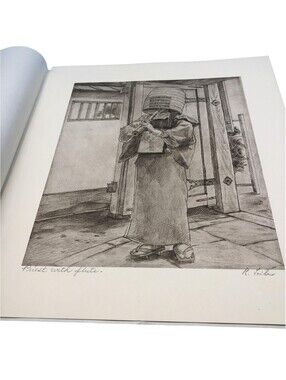 R Voith Priest With Flute Japanese Limited Edition B&W Print 15x13 Signed